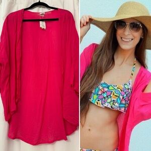 NWT All For Color Pink Rayon Coverup or Sweater 3/4 Sleeves
